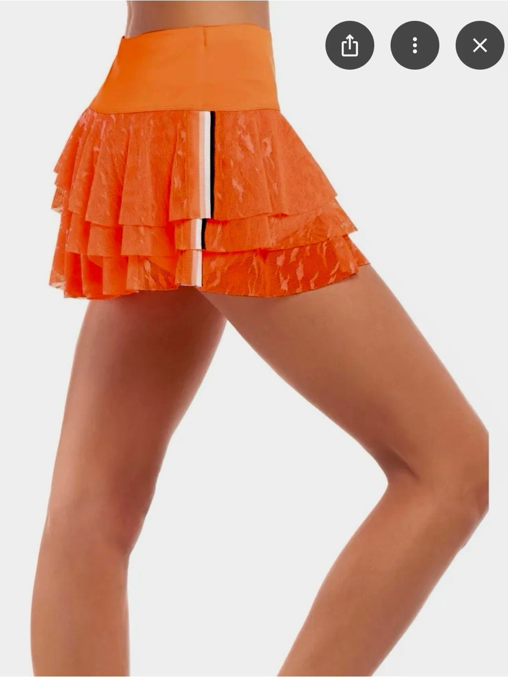 Lucky in Love Coral Orange Tennis/Pickleball Skirt with Side stripes